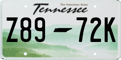 TN license plate Z8972K