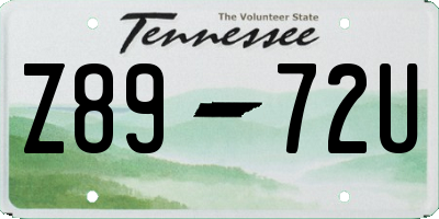TN license plate Z8972U