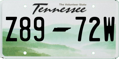 TN license plate Z8972W