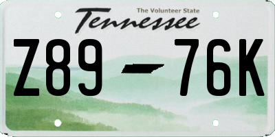 TN license plate Z8976K