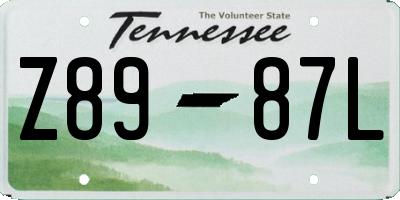 TN license plate Z8987L