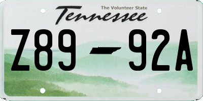TN license plate Z8992A