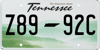 TN license plate Z8992C