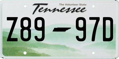 TN license plate Z8997D