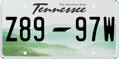 TN license plate Z8997W