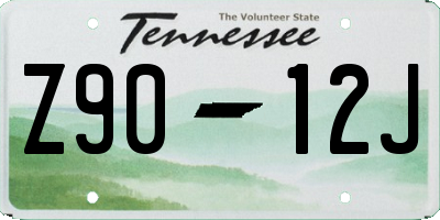 TN license plate Z9012J
