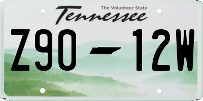 TN license plate Z9012W