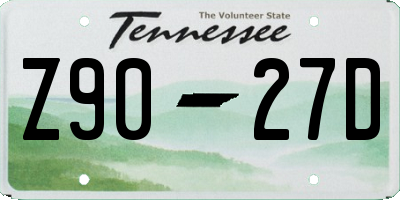 TN license plate Z9027D