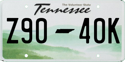 TN license plate Z9040K