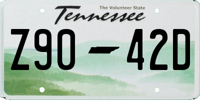TN license plate Z9042D