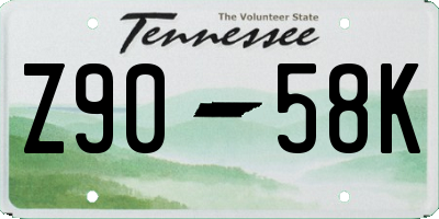 TN license plate Z9058K