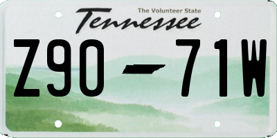 TN license plate Z9071W