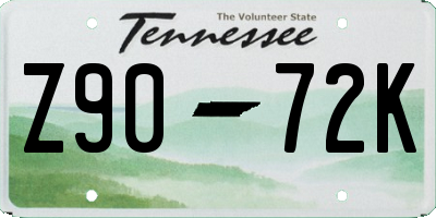 TN license plate Z9072K