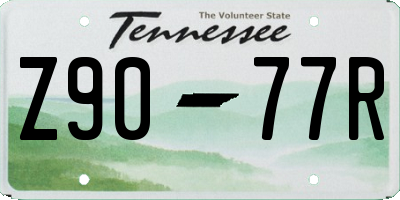 TN license plate Z9077R