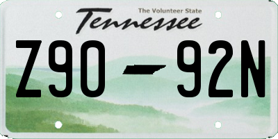 TN license plate Z9092N