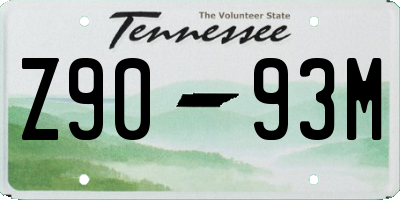 TN license plate Z9093M
