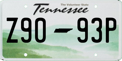 TN license plate Z9093P