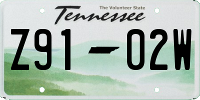 TN license plate Z9102W