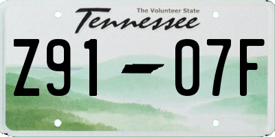 TN license plate Z9107F