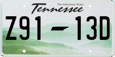 TN license plate Z9113D