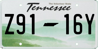 TN license plate Z9116Y