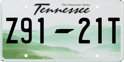 TN license plate Z9121T