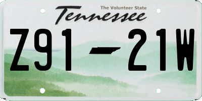 TN license plate Z9121W