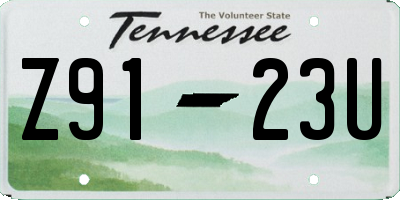 TN license plate Z9123U