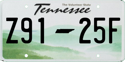 TN license plate Z9125F