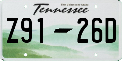 TN license plate Z9126D