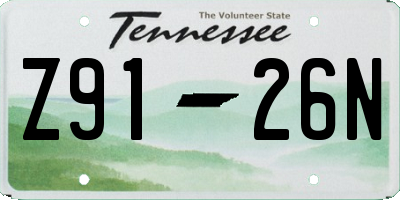 TN license plate Z9126N