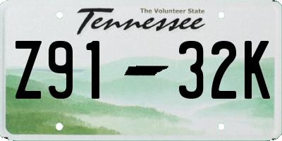 TN license plate Z9132K