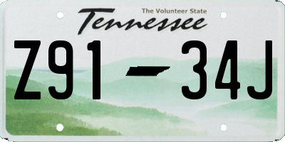 TN license plate Z9134J