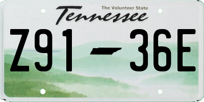 TN license plate Z9136E