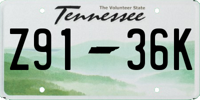 TN license plate Z9136K