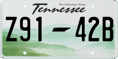 TN license plate Z9142B