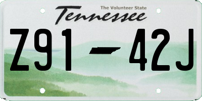 TN license plate Z9142J