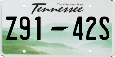 TN license plate Z9142S