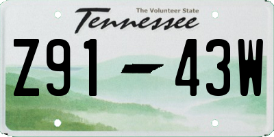 TN license plate Z9143W