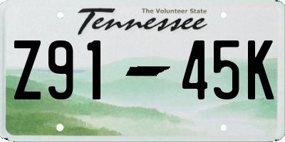 TN license plate Z9145K