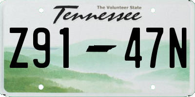 TN license plate Z9147N