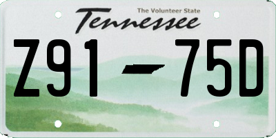 TN license plate Z9175D