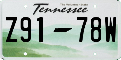 TN license plate Z9178W
