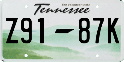 TN license plate Z9187K