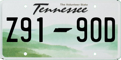 TN license plate Z9190D
