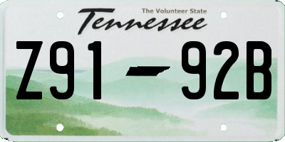TN license plate Z9192B