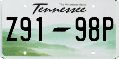 TN license plate Z9198P