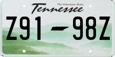 TN license plate Z9198Z