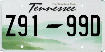 TN license plate Z9199D