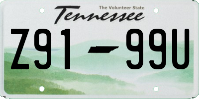 TN license plate Z9199U
